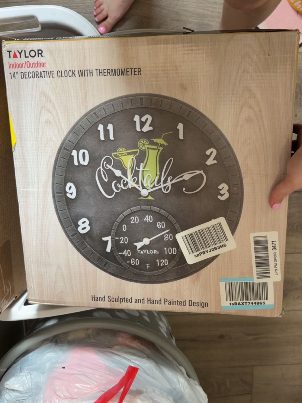 Taylor Gray Wall Clock with Green Accent and White Numerals